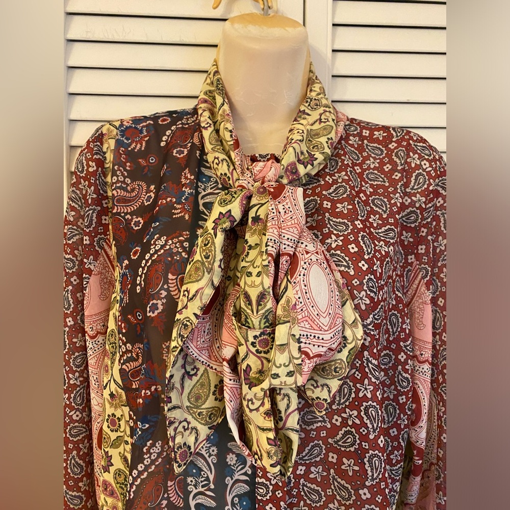 Soft Surroundings Chiffon Sheer Patchwork Blouse … - image 5